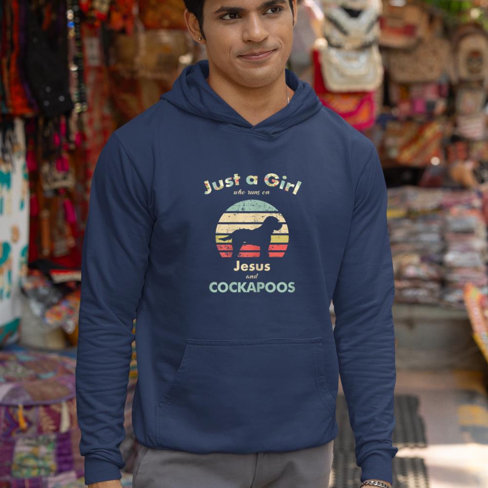 Just A Girl Who Runs on Jesus and Cockapoos Retro Dog Hoodie - Image 9