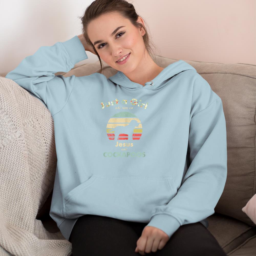 Just A Girl Who Runs on Jesus and Cockapoos Retro Dog Hoodie - Image 10