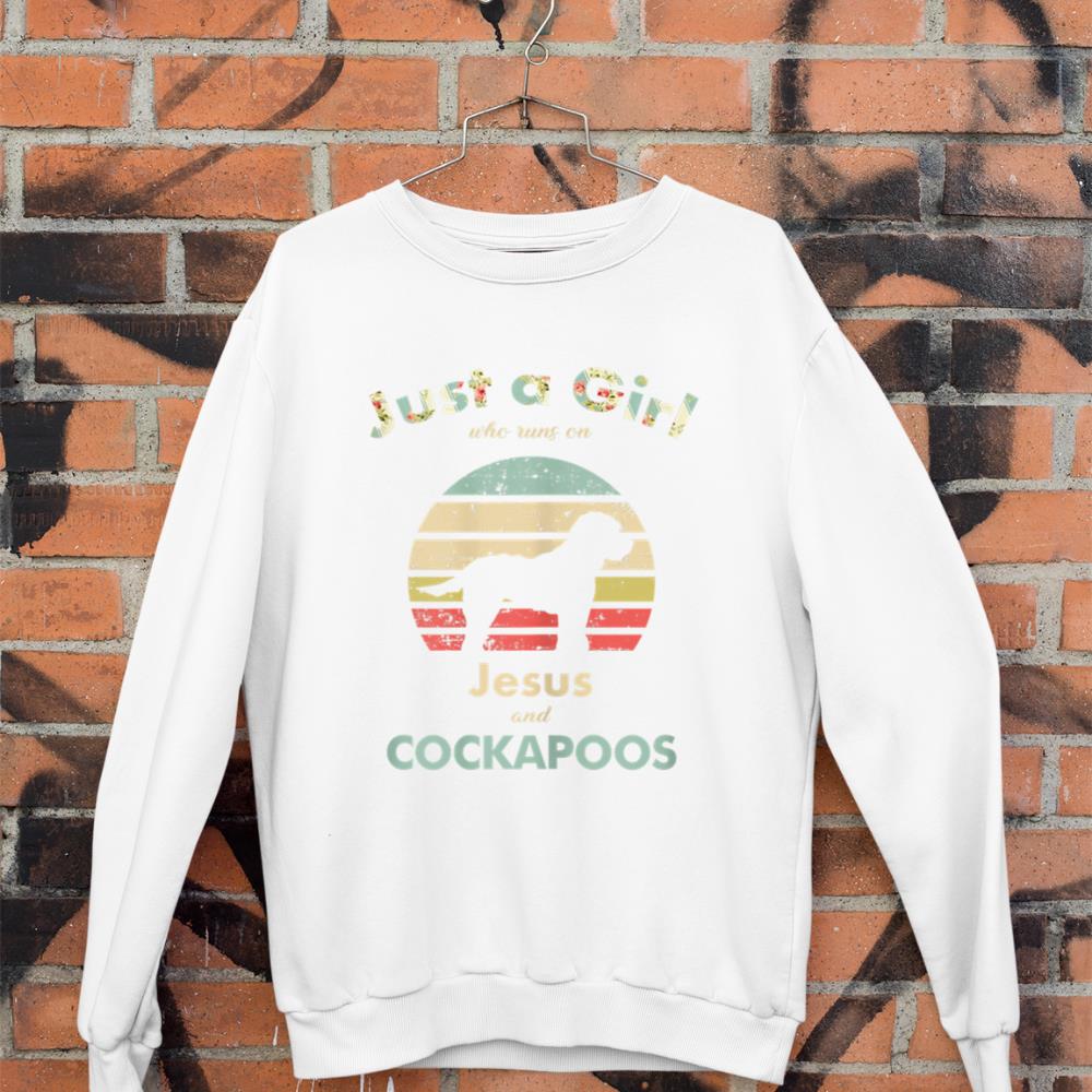 Just A Girl Who Runs on Jesus and Cockapoos Retro Dog Sweatshirt - Image 3