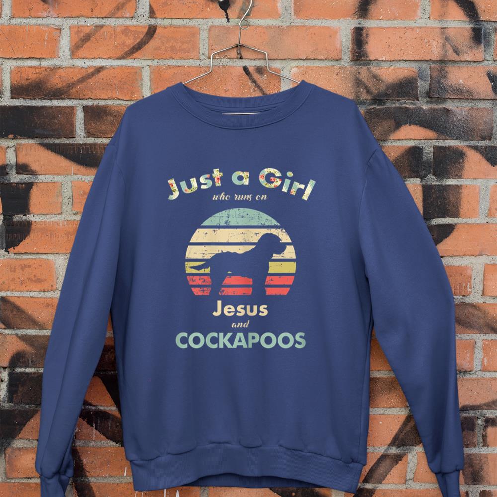 Just A Girl Who Runs on Jesus and Cockapoos Retro Dog Sweatshirt - Image 7