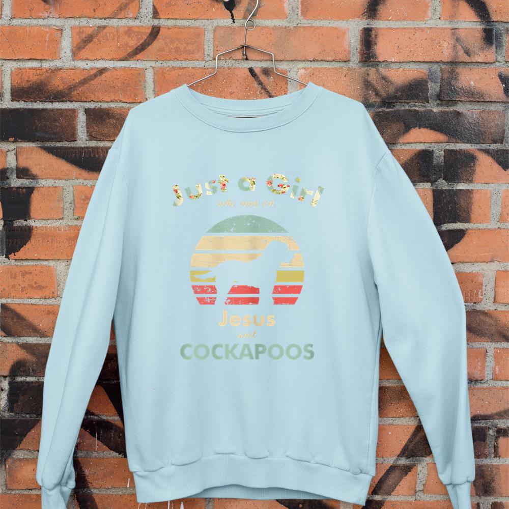 Just A Girl Who Runs on Jesus and Cockapoos Retro Dog Sweatshirt - Image 9
