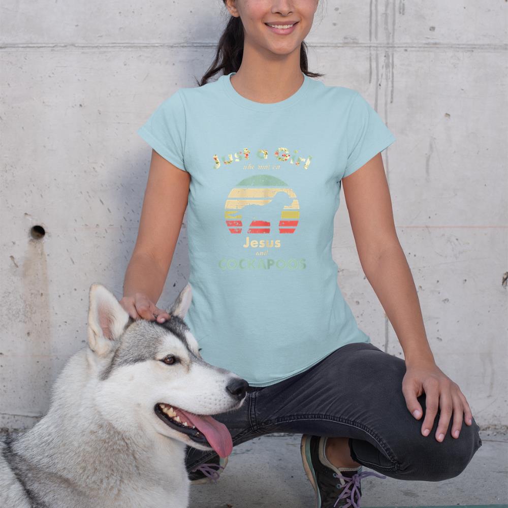 Just A Girl Who Runs on Jesus and Cockapoos Retro Dog T-Shirt - Image 10