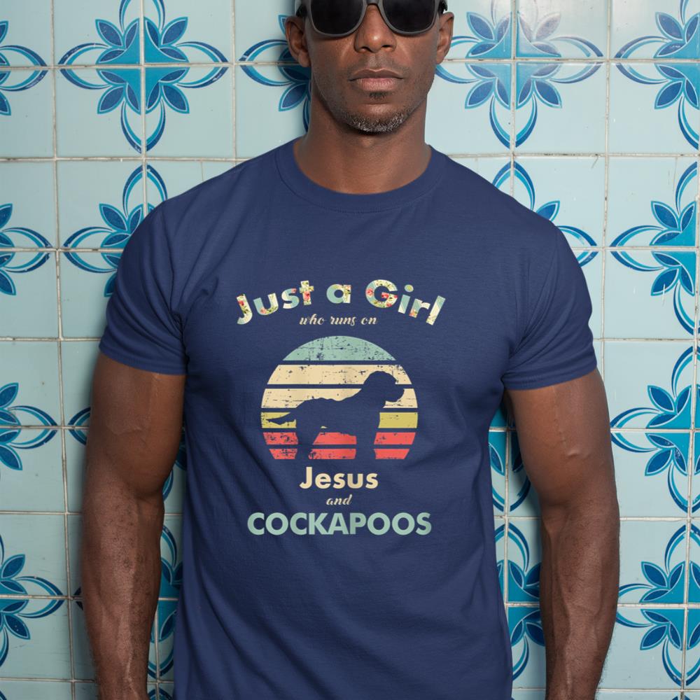 Just A Girl Who Runs on Jesus and Cockapoos Retro Dog T-Shirt - Image 9