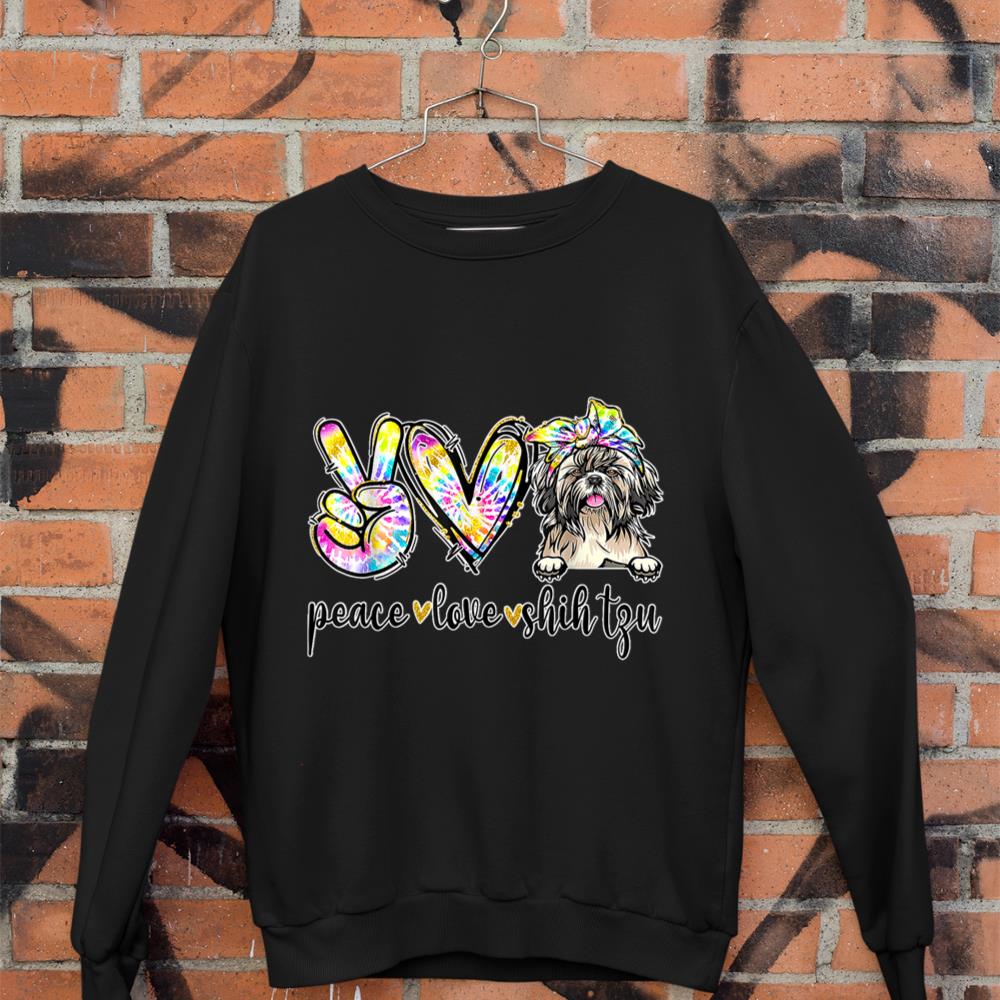Peace Love Shih-Tzu Dog Tie Dye Dog Lovers Sweatshirt