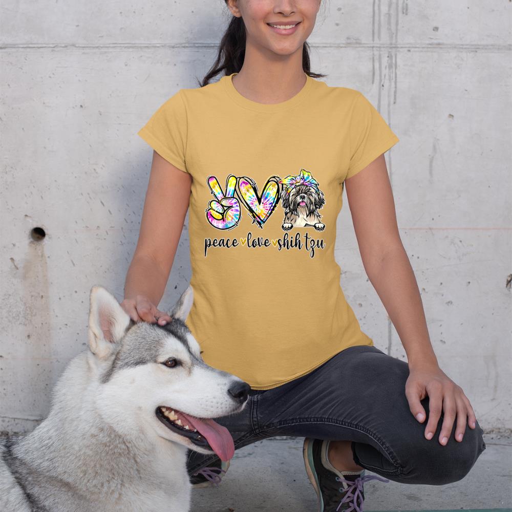 Peace Love Shih-Tzu Dog Tie Dye Dog Lovers T-Shirt - Image 12