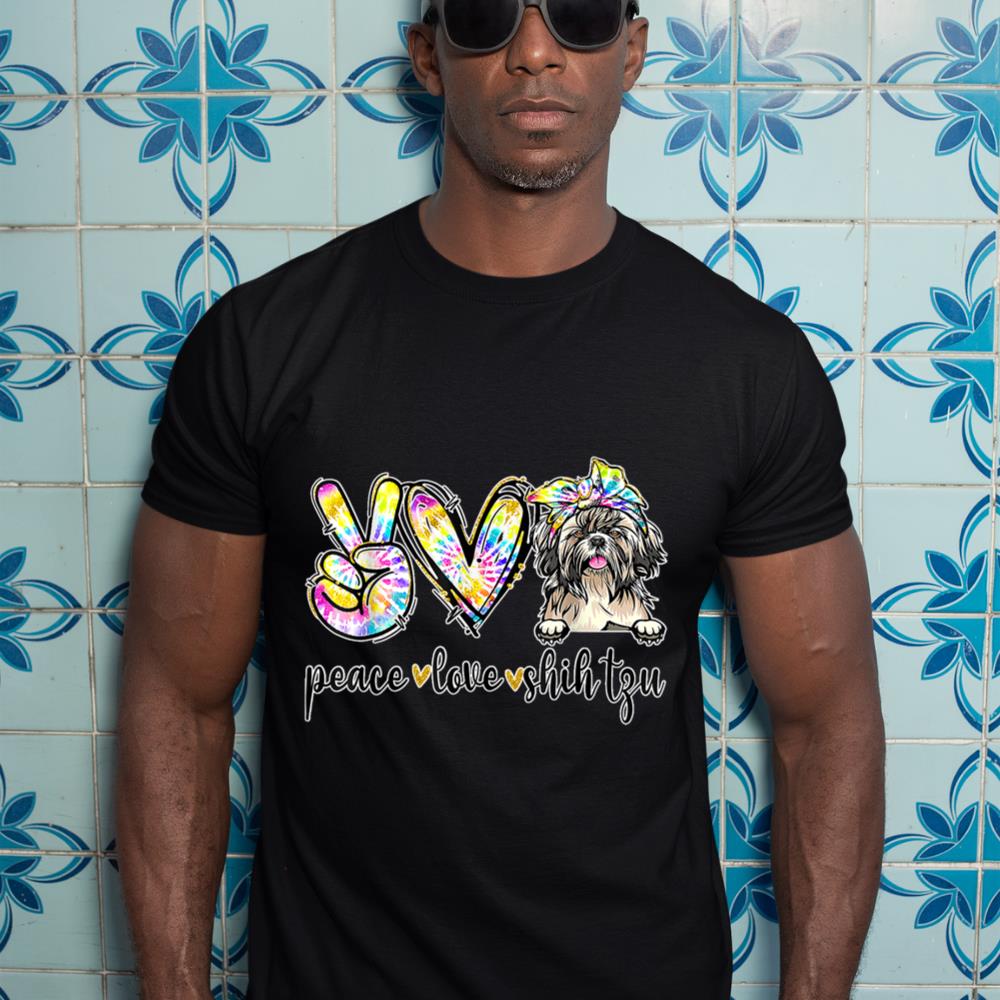 Peace Love Shih-Tzu Dog Tie Dye Dog Lovers T-Shirt - Image 3