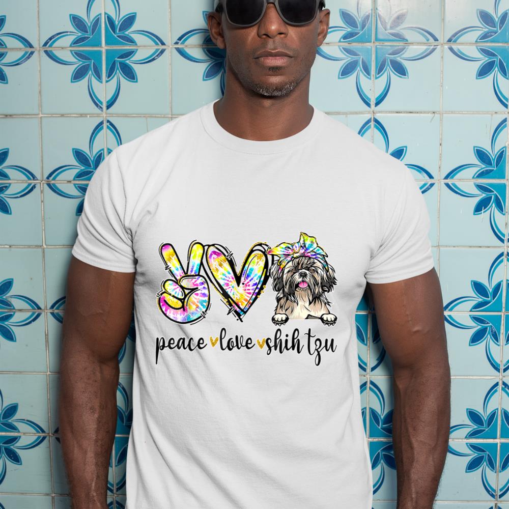 Peace Love Shih-Tzu Dog Tie Dye Dog Lovers T-Shirt - Image 5