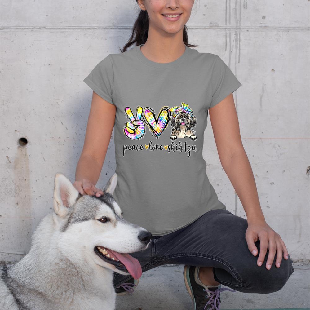 Peace Love Shih-Tzu Dog Tie Dye Dog Lovers T-Shirt - Image 6
