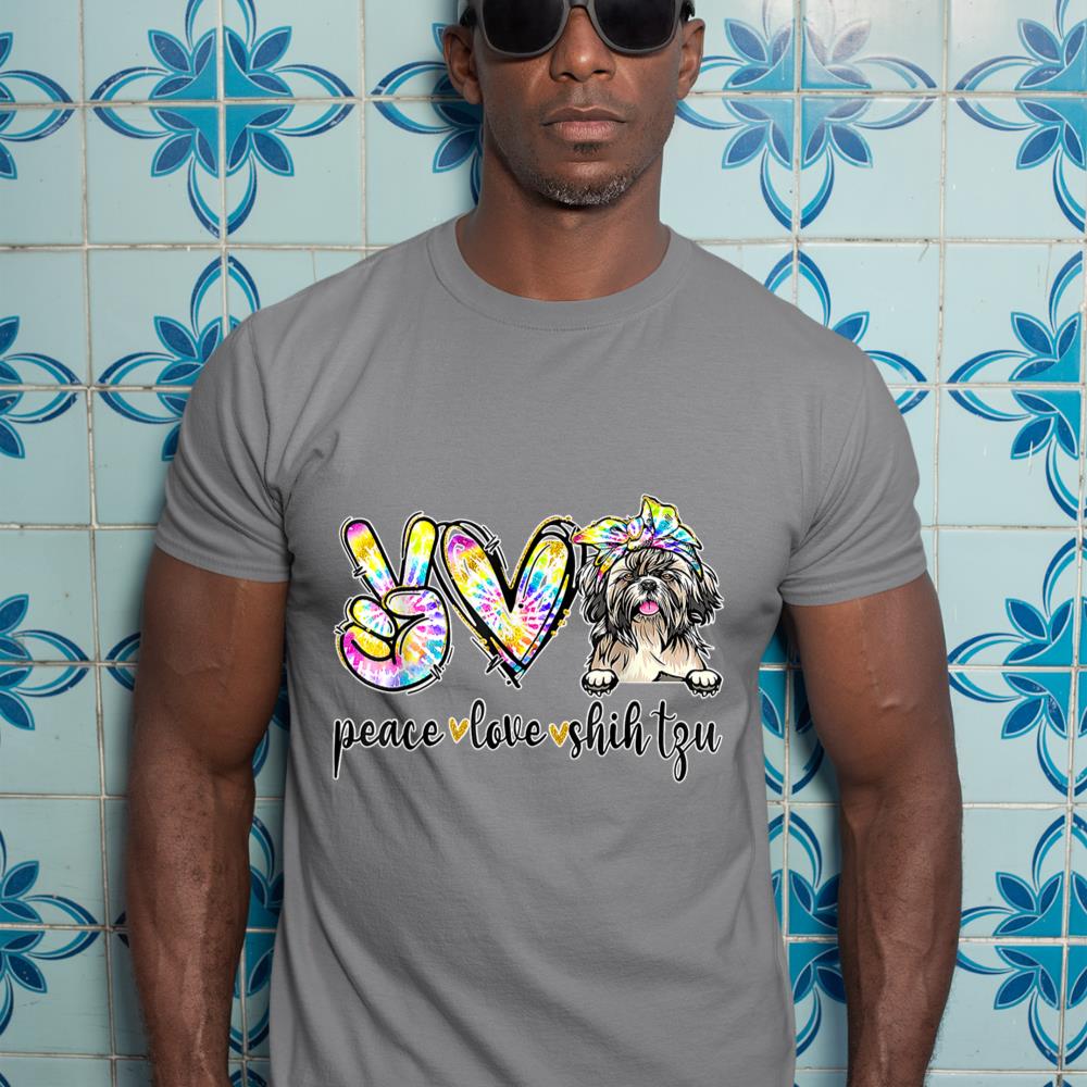 Peace Love Shih-Tzu Dog Tie Dye Dog Lovers T-Shirt - Image 7
