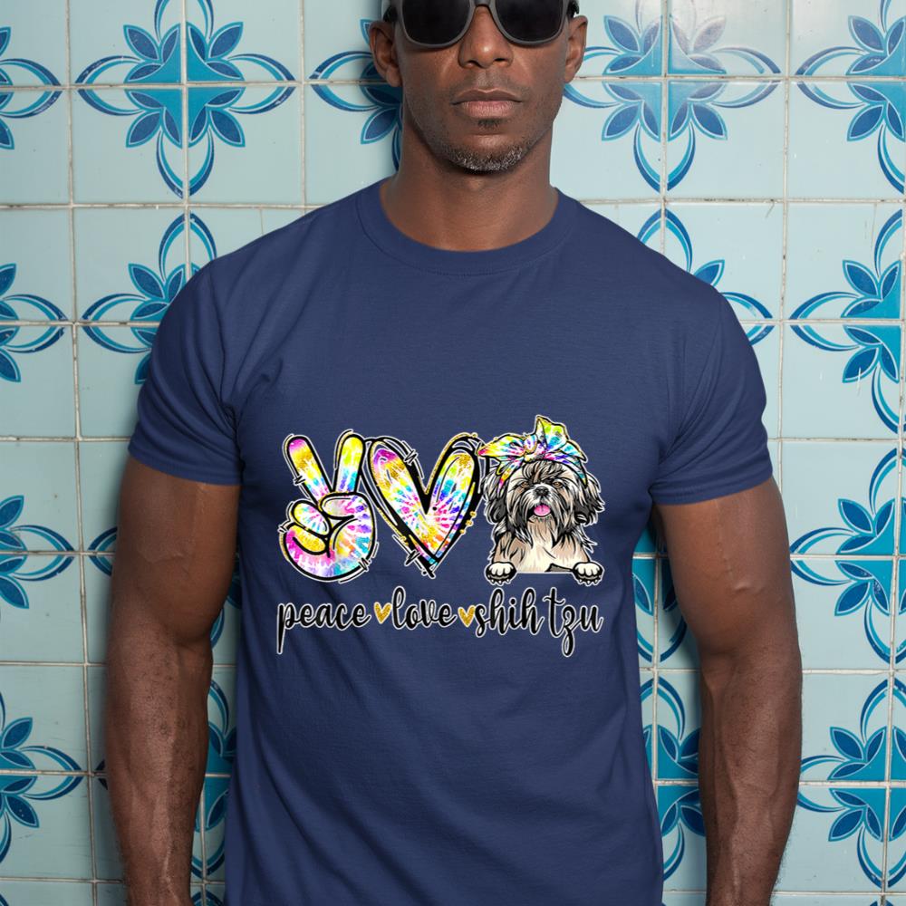 Peace Love Shih-Tzu Dog Tie Dye Dog Lovers T-Shirt - Image 9