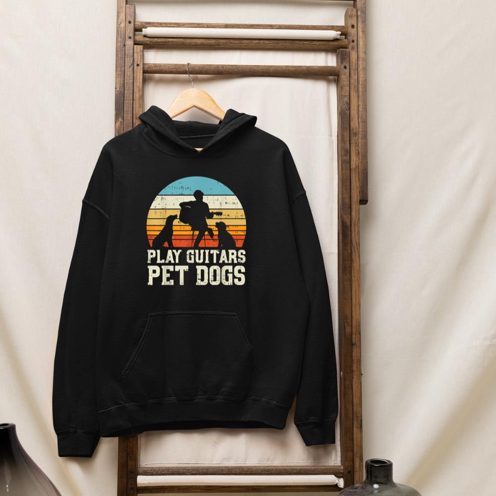 Play Guitars Pet Dog Retro Music Guitarist Animal Lover Gift Hoodie