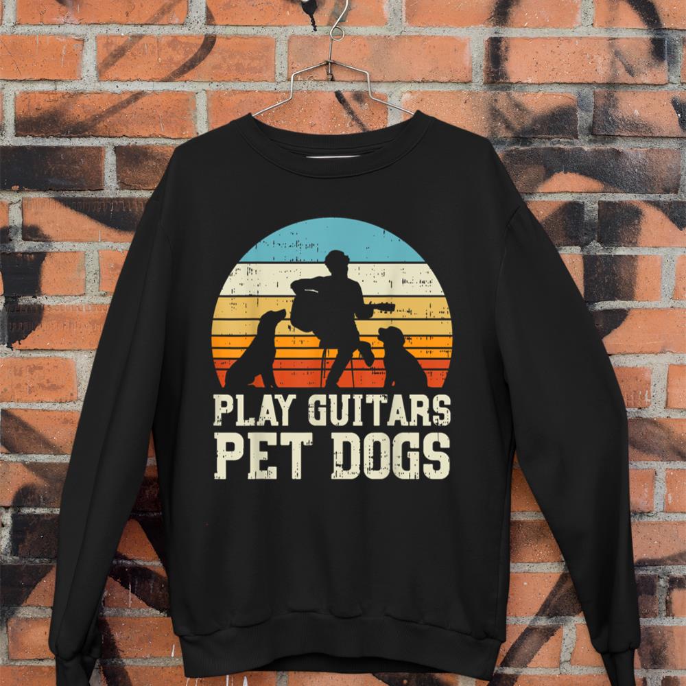 Play Guitars Pet Dog Retro Music Guitarist Animal Lover Gift Sweatshirt