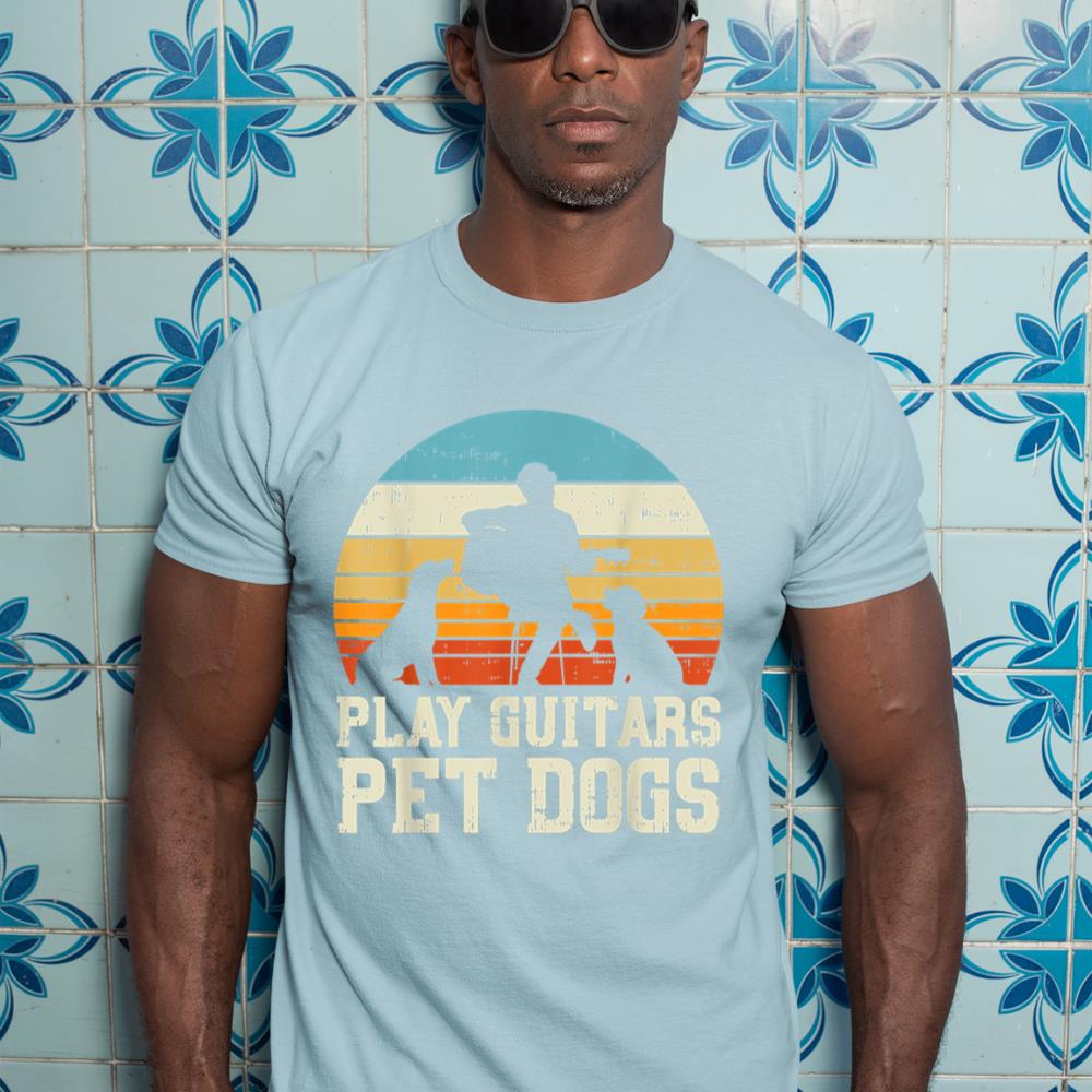 Play Guitars Pet Dog Retro Music Guitarist Animal Lover Gift T-Shirt - Image 11