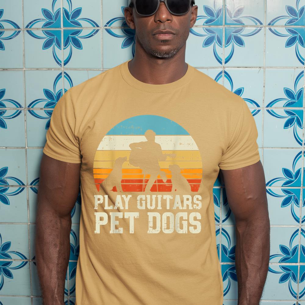 Play Guitars Pet Dog Retro Music Guitarist Animal Lover Gift T-Shirt - Image 13