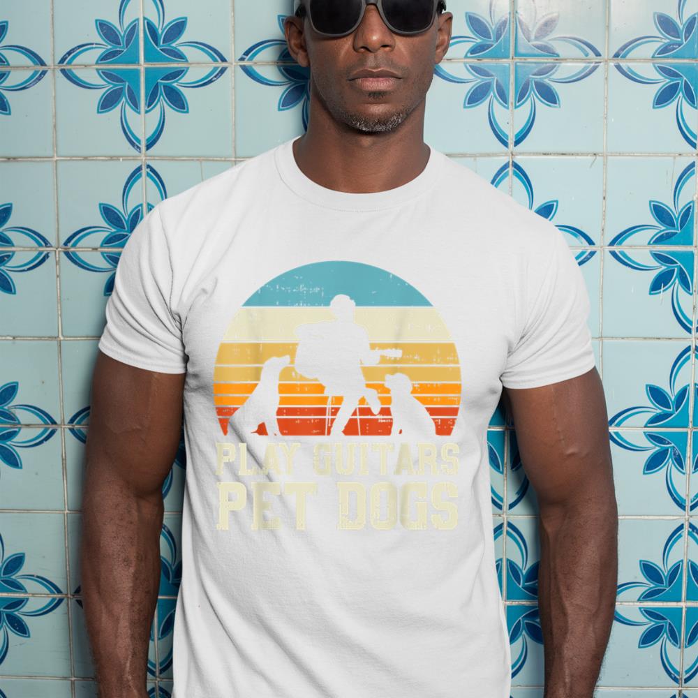 Play Guitars Pet Dog Retro Music Guitarist Animal Lover Gift T-Shirt - Image 5