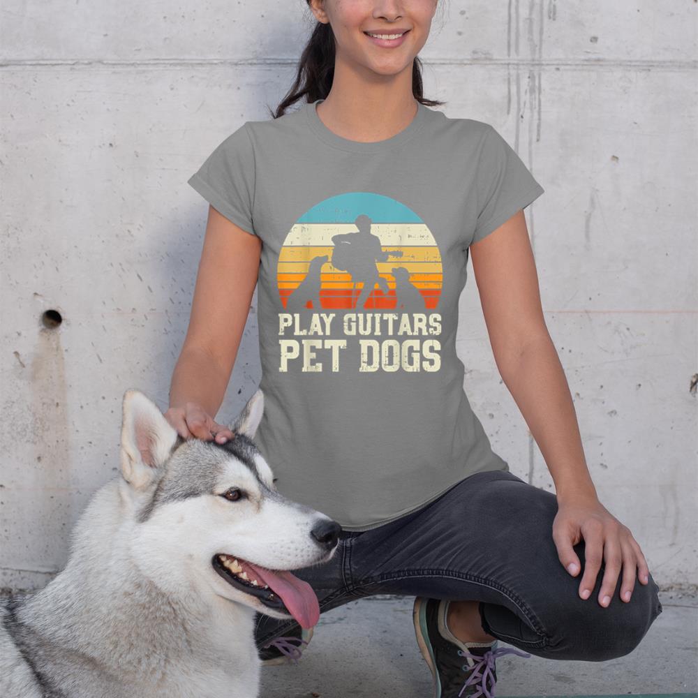 Play Guitars Pet Dog Retro Music Guitarist Animal Lover Gift T-Shirt - Image 6
