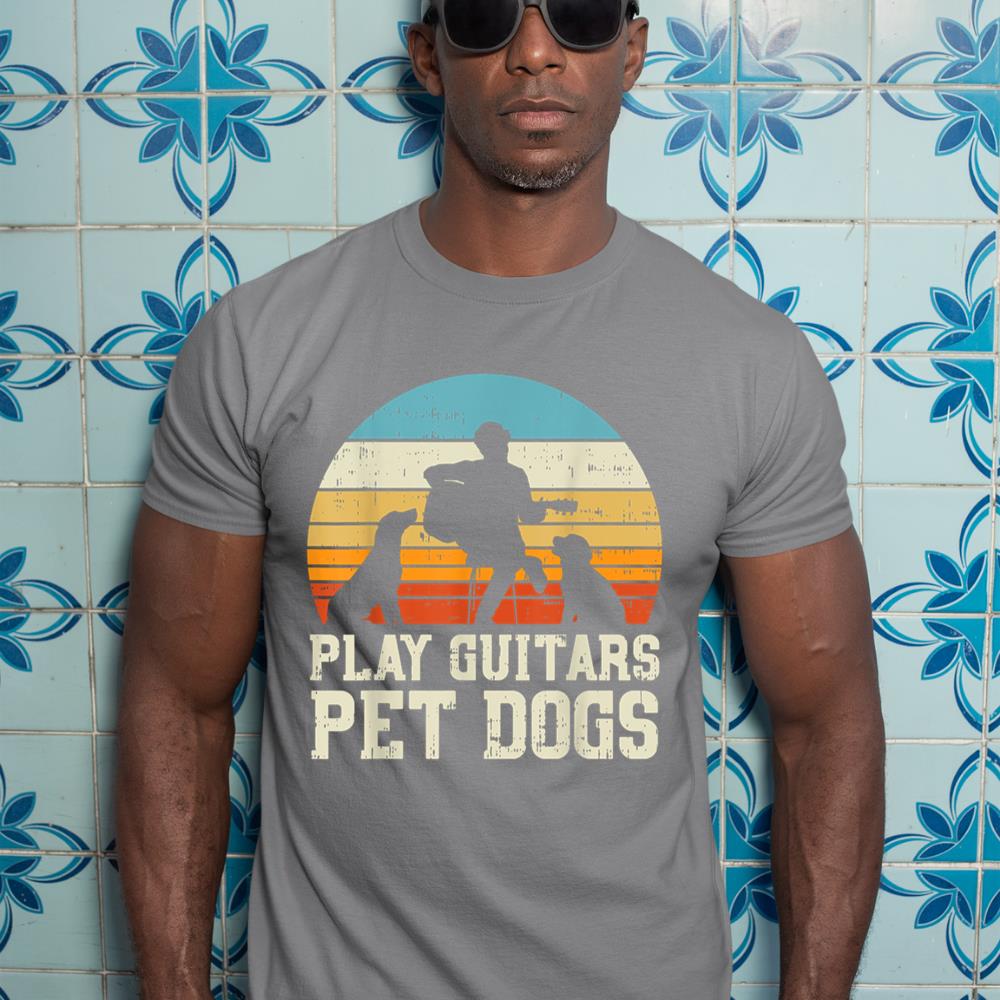 Play Guitars Pet Dog Retro Music Guitarist Animal Lover Gift T-Shirt - Image 7