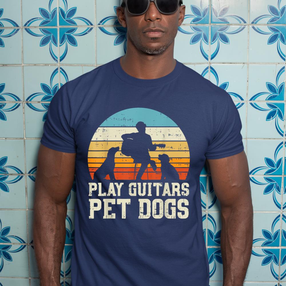 Play Guitars Pet Dog Retro Music Guitarist Animal Lover Gift T-Shirt - Image 9