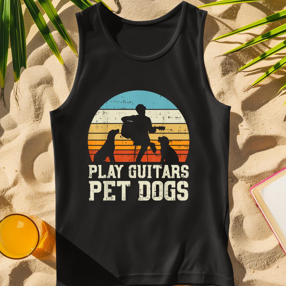 Play Guitars Pet Dog Retro Music Guitarist Animal Lover Gift Tank Top