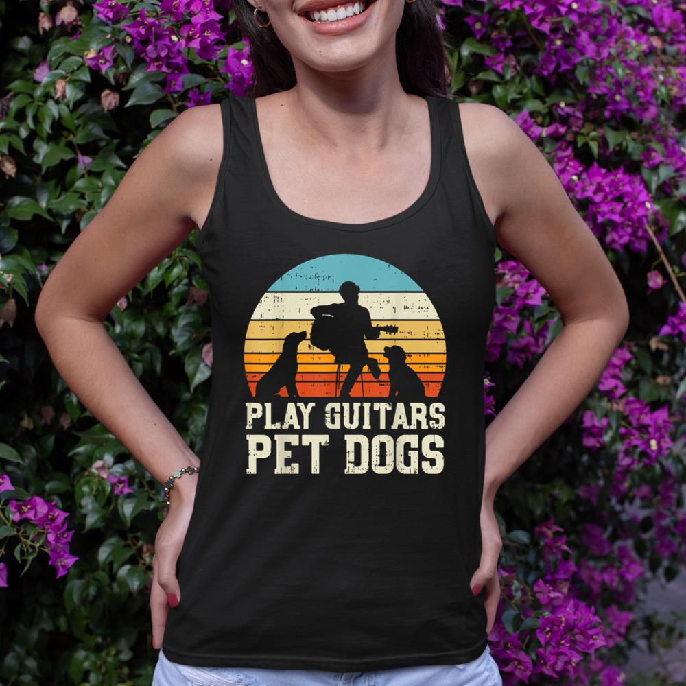 Play Guitars Pet Dog Retro Music Guitarist Animal Lover Gift Tank Top - Image 2