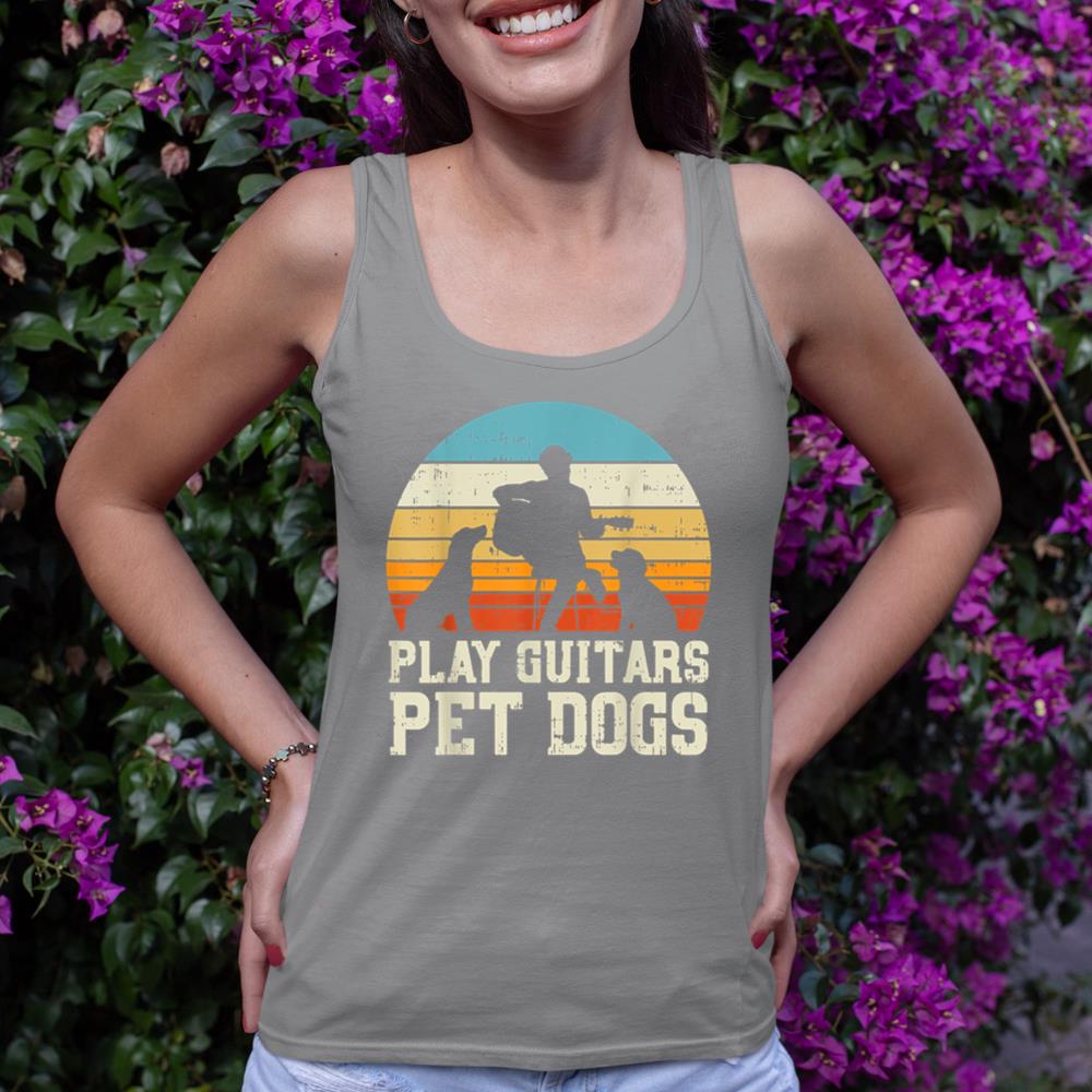 Play Guitars Pet Dog Retro Music Guitarist Animal Lover Gift Tank Top - Image 6