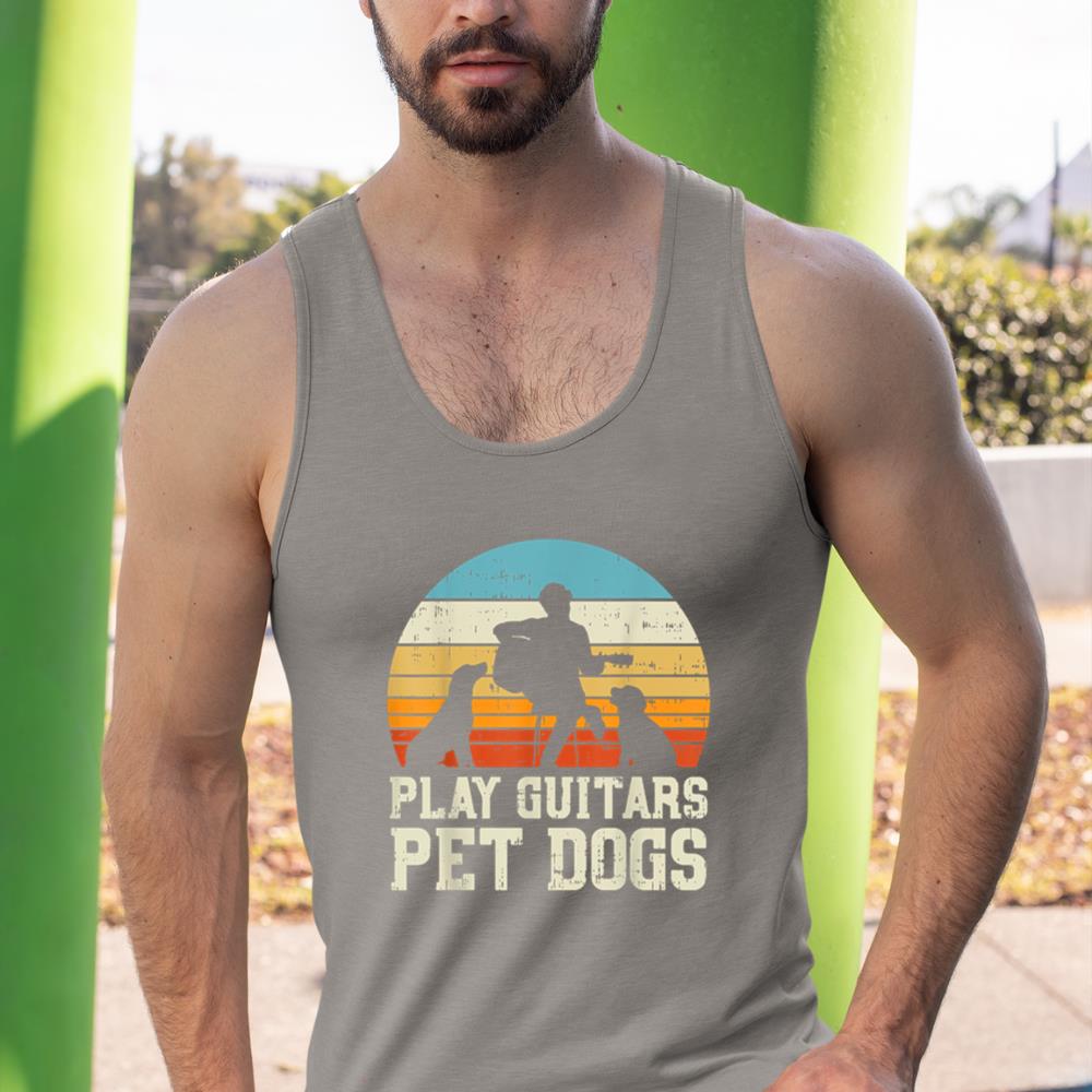 Play Guitars Pet Dog Retro Music Guitarist Animal Lover Gift Tank Top - Image 7