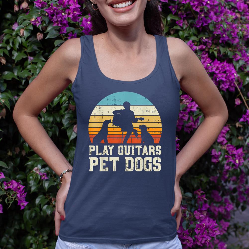 Play Guitars Pet Dog Retro Music Guitarist Animal Lover Gift Tank Top - Image 8