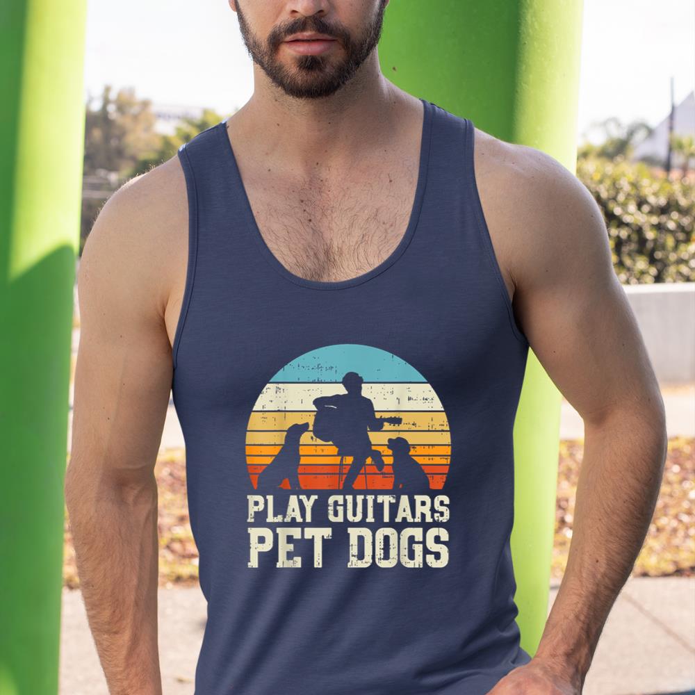 Play Guitars Pet Dog Retro Music Guitarist Animal Lover Gift Tank Top - Image 9