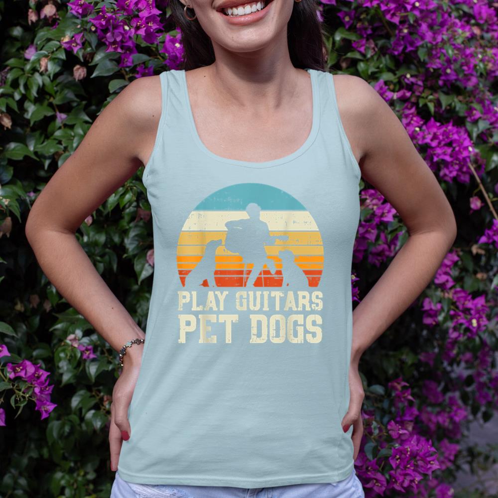Play Guitars Pet Dog Retro Music Guitarist Animal Lover Gift Tank Top - Image 10