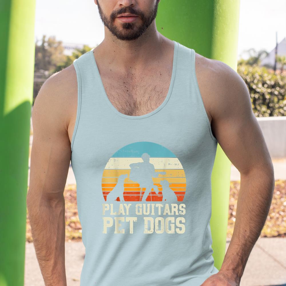 Play Guitars Pet Dog Retro Music Guitarist Animal Lover Gift Tank Top - Image 11