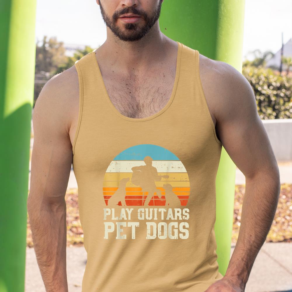 Play Guitars Pet Dog Retro Music Guitarist Animal Lover Gift Tank Top - Image 13