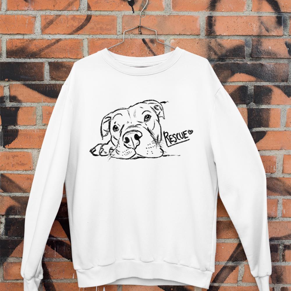 Rescue Dog Sketch, Pit Bull Drawing, Adopt Don't Shop Sweatshirt - Image 3