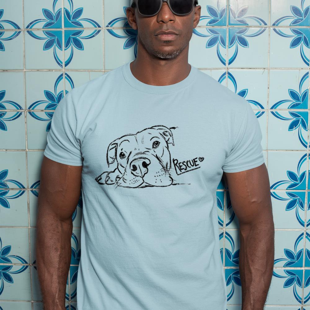 Rescue Dog Sketch, Pit Bull Drawing, Adopt Don't Shop T-Shirt - Image 11