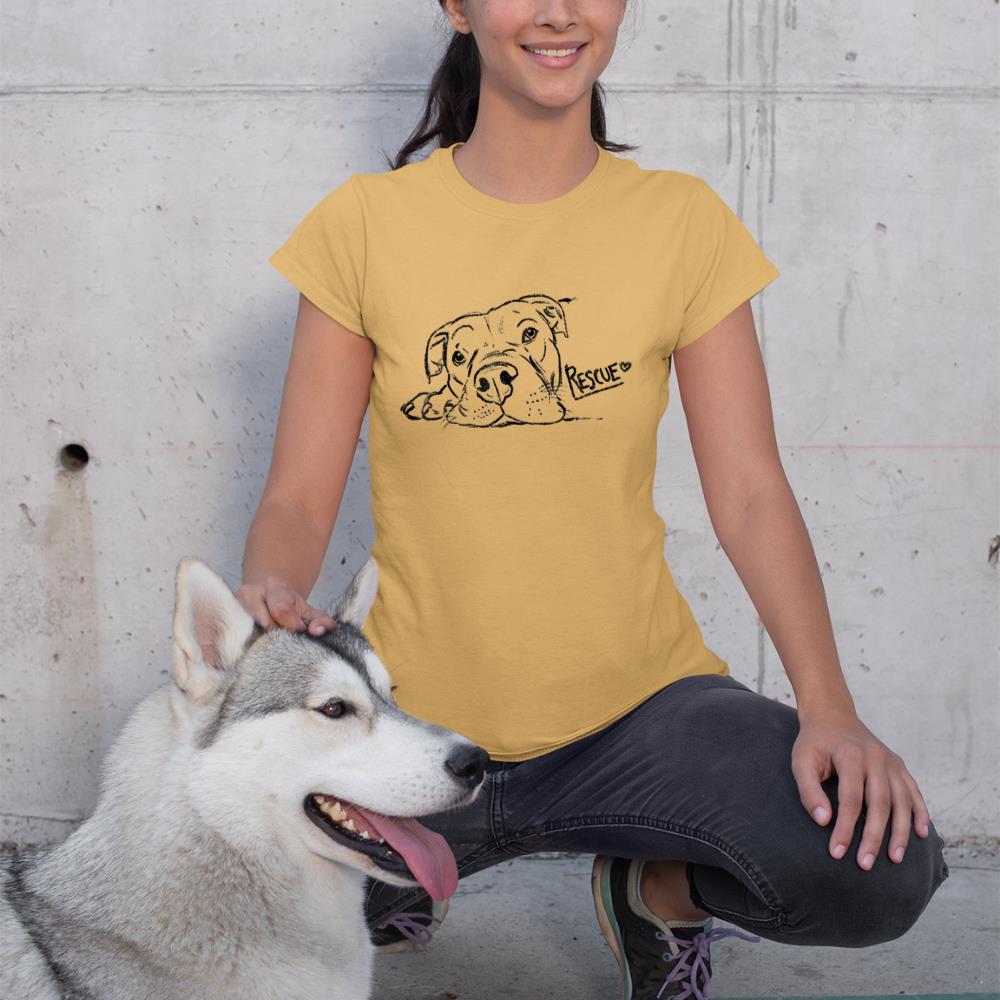 Rescue Dog Sketch, Pit Bull Drawing, Adopt Don't Shop T-Shirt - Image 12