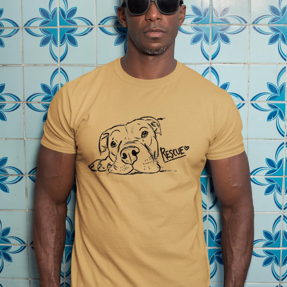 Rescue Dog Sketch, Pit Bull Drawing, Adopt Don't Shop T-Shirt - Image 13