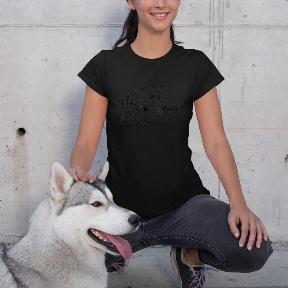 Rescue Dog Sketch, Pit Bull Drawing, Adopt Don't Shop T-Shirt - Image 2