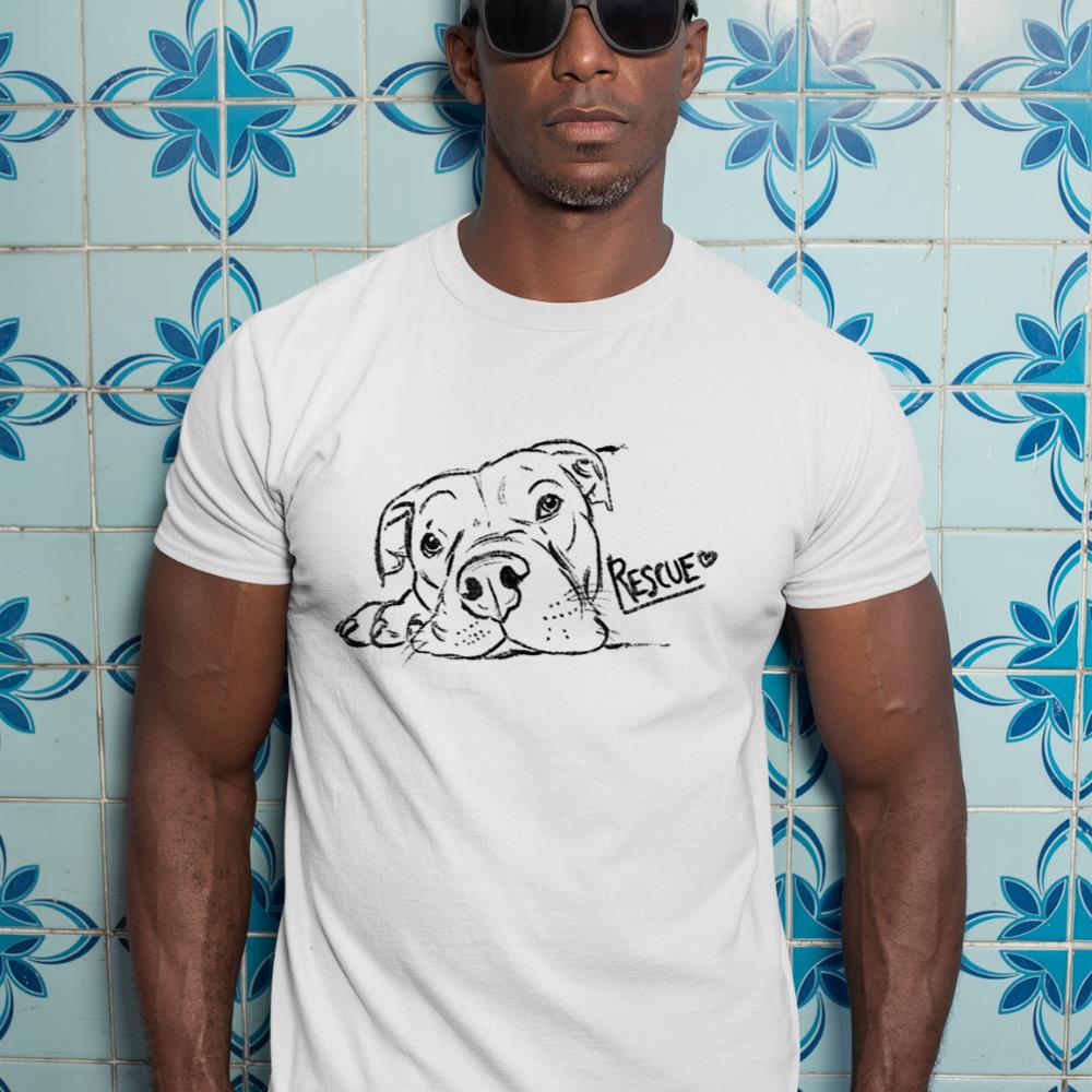 Rescue Dog Sketch, Pit Bull Drawing, Adopt Don't Shop T-Shirt - Image 5