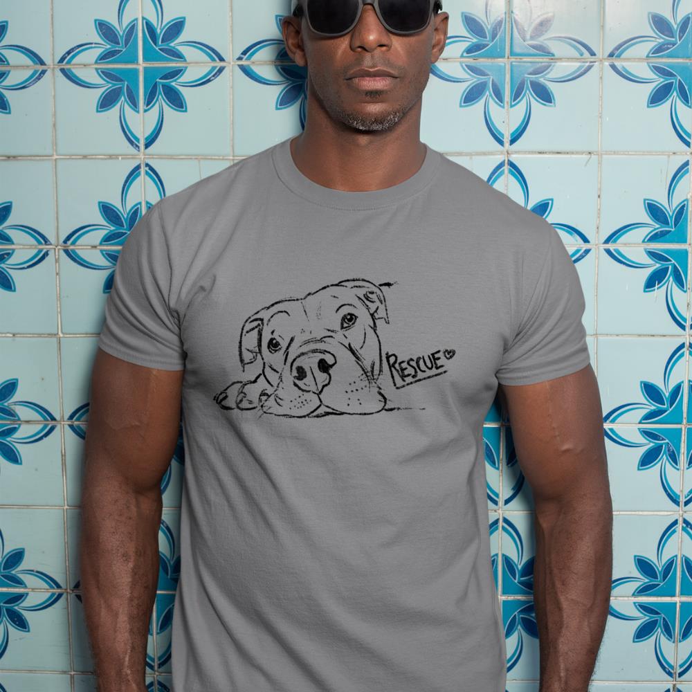 Rescue Dog Sketch, Pit Bull Drawing, Adopt Don't Shop T-Shirt - Image 7