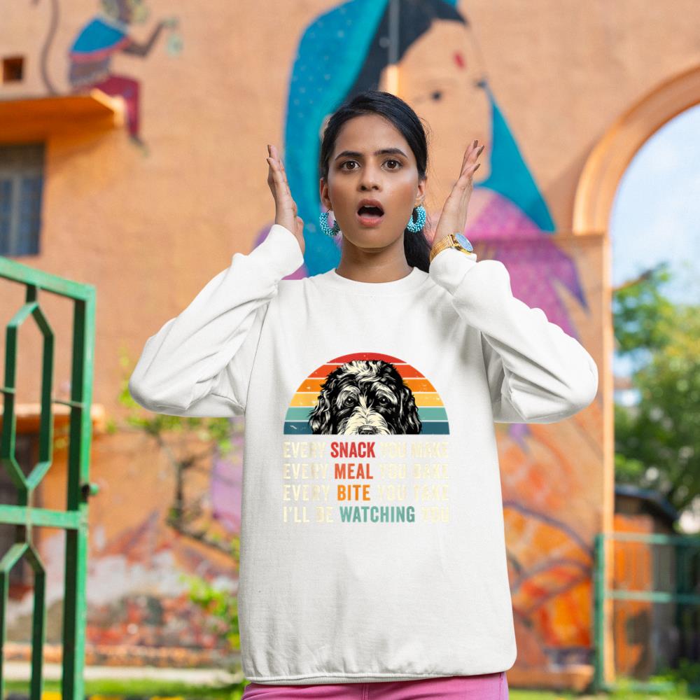 Retro Every snack you make Every meal you bake Doodle Dog Sweatshirt - Image 4