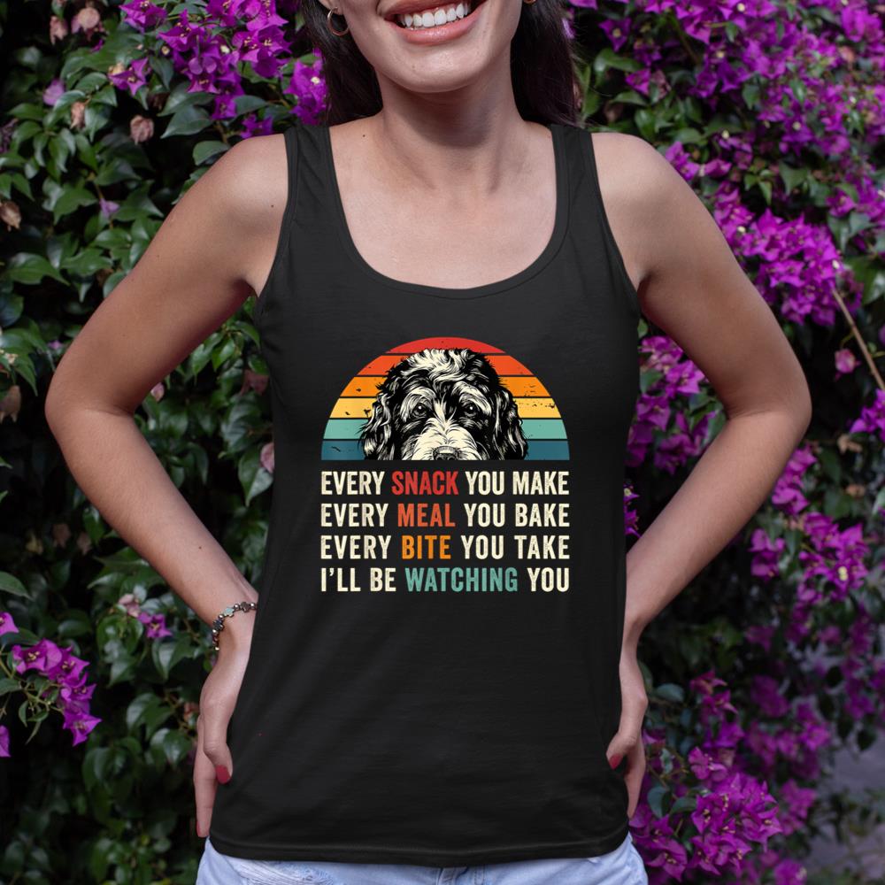 Retro Every snack you make Every meal you bake Doodle Dog Tank Top - Image 2