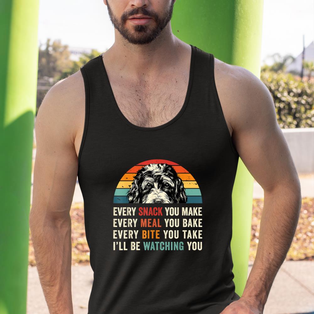 Retro Every snack you make Every meal you bake Doodle Dog Tank Top - Image 3