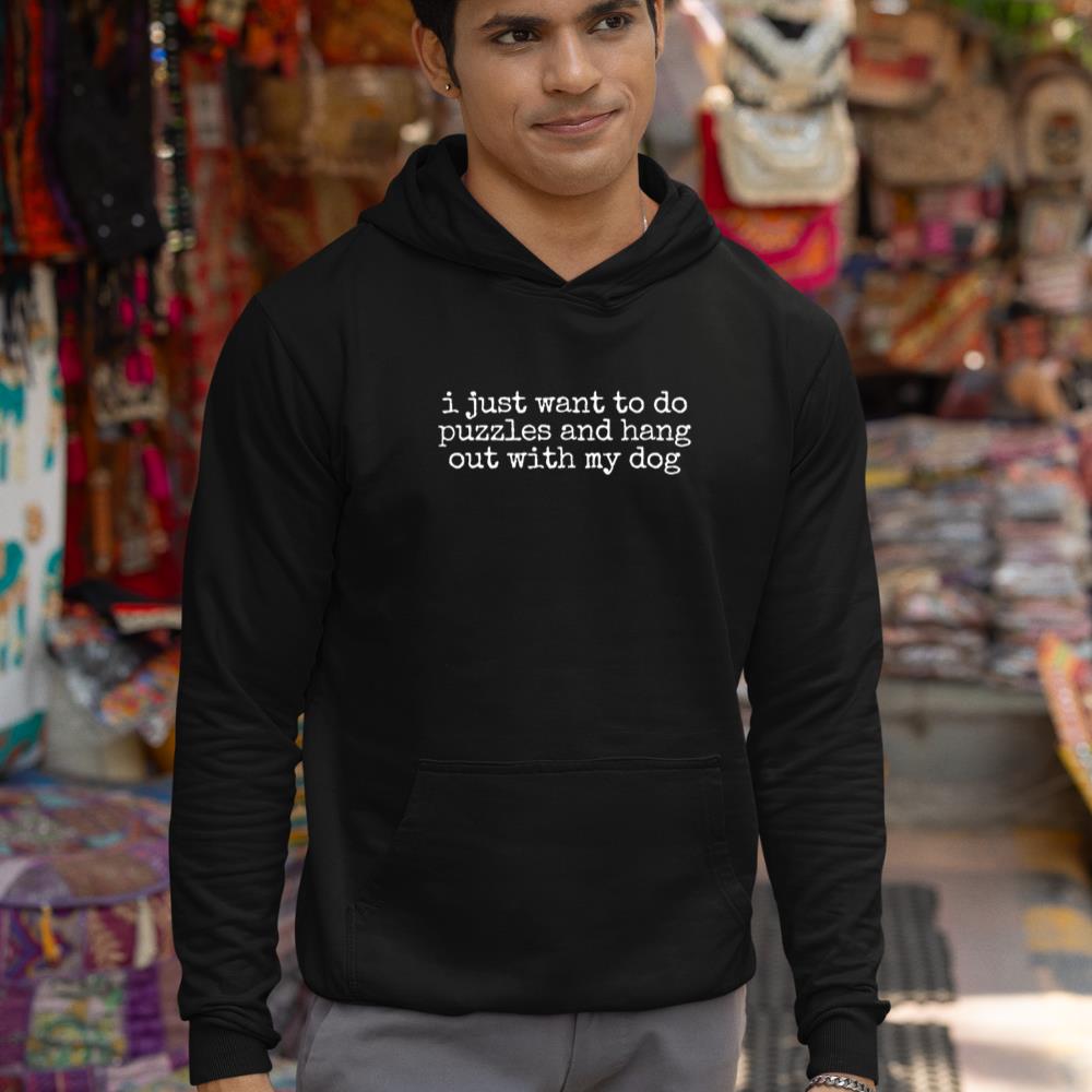 Retro I Just Want To Do Puzzles And Hang Out With My Dog Hoodie - Image 3