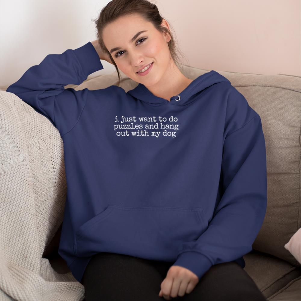 Retro I Just Want To Do Puzzles And Hang Out With My Dog Hoodie - Image 8