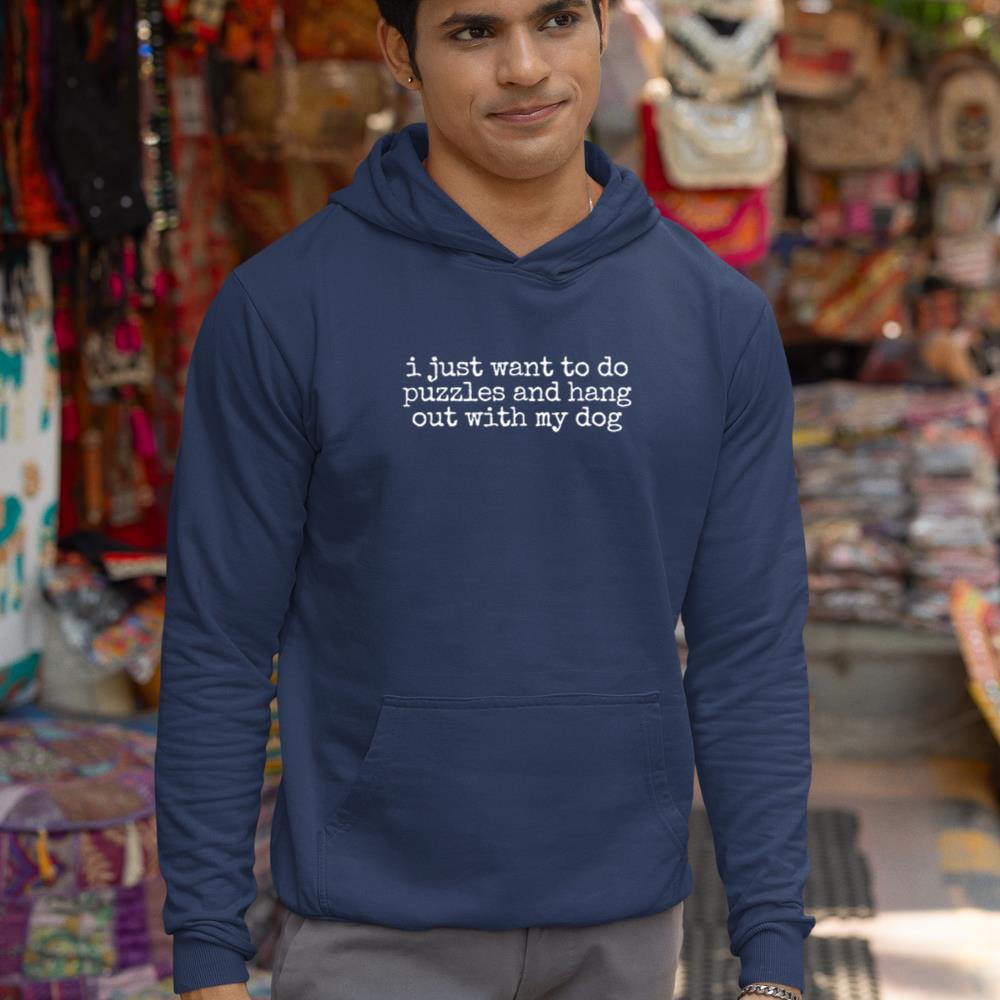 Retro I Just Want To Do Puzzles And Hang Out With My Dog Hoodie - Image 9