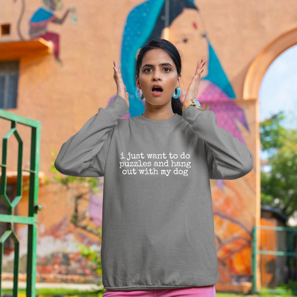 Retro I Just Want To Do Puzzles And Hang Out With My Dog Sweatshirt - Image 6