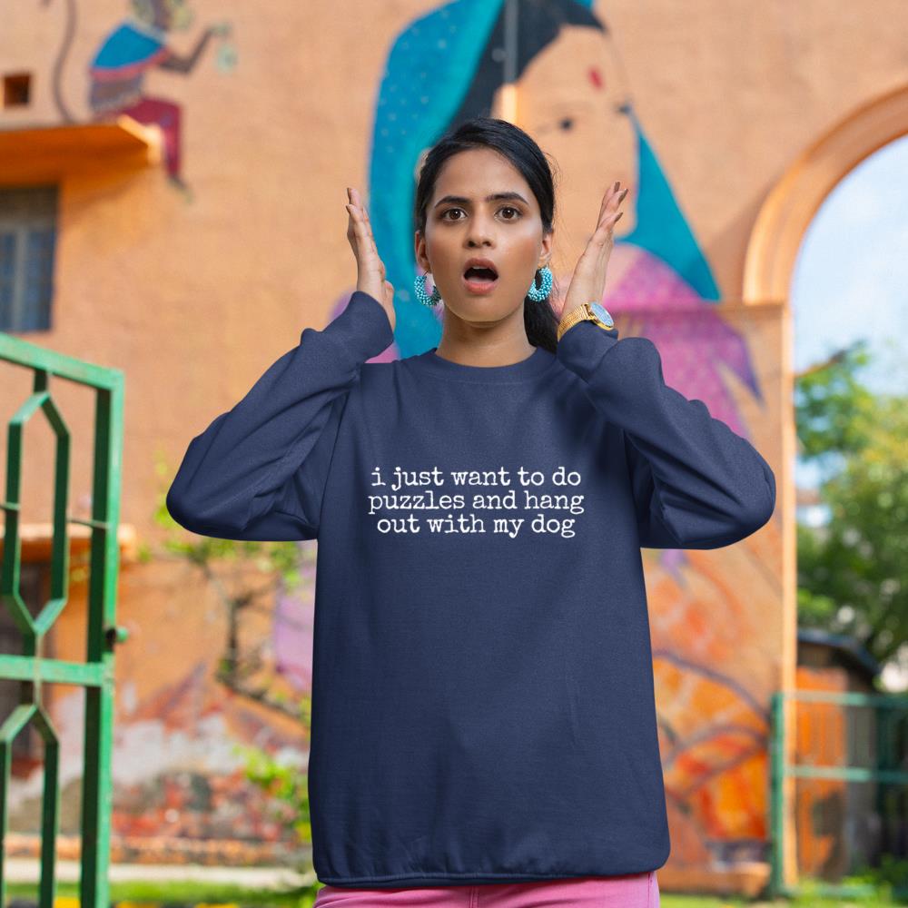 Retro I Just Want To Do Puzzles And Hang Out With My Dog Sweatshirt - Image 8