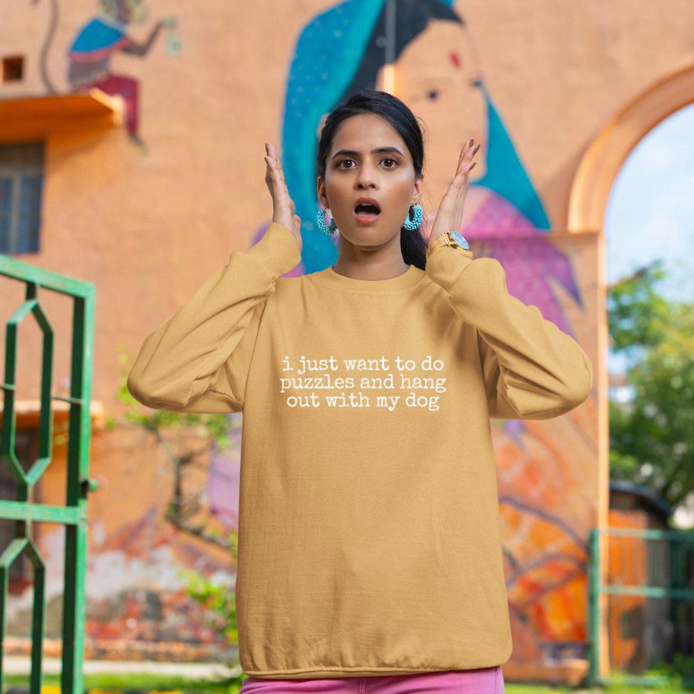 Retro I Just Want To Do Puzzles And Hang Out With My Dog Sweatshirt - Image 12