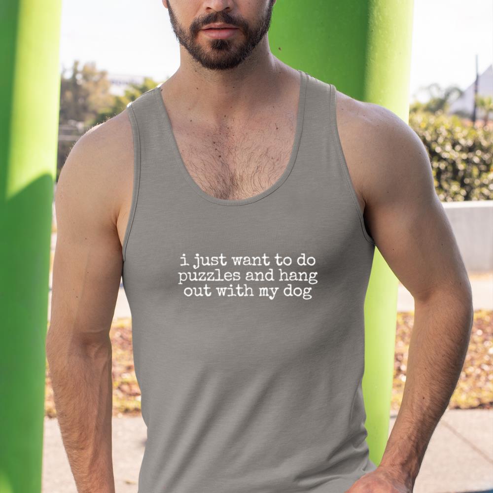 Retro I Just Want To Do Puzzles And Hang Out With My Dog Tank Top - Image 7