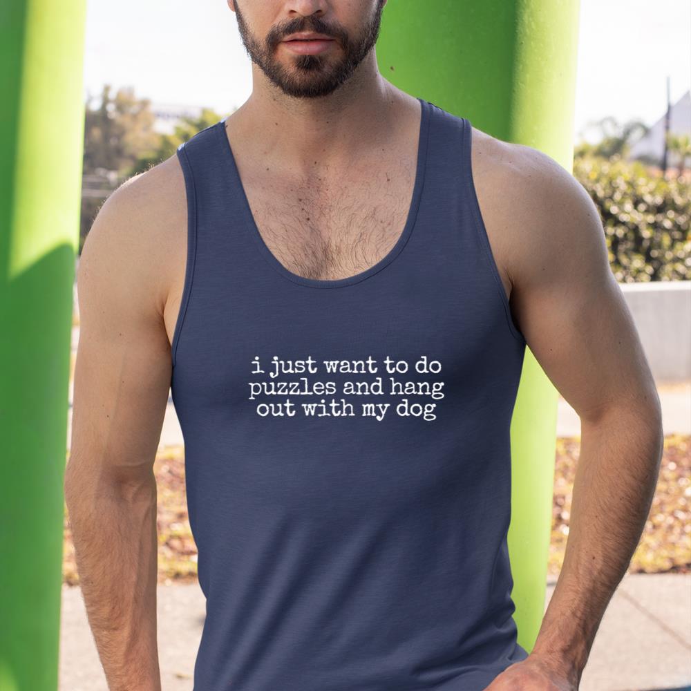 Retro I Just Want To Do Puzzles And Hang Out With My Dog Tank Top - Image 9
