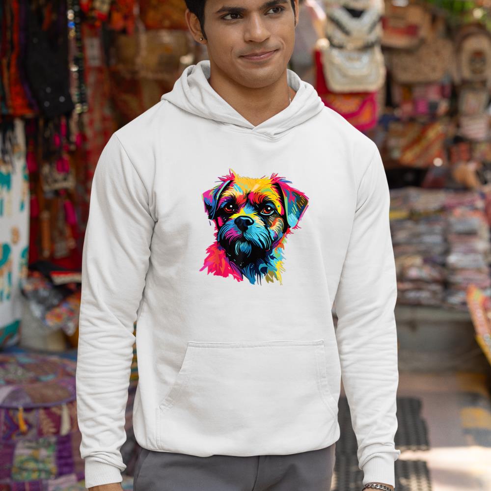 Watercolor Colorful Border Terrier Dog Hoodie - Image 5